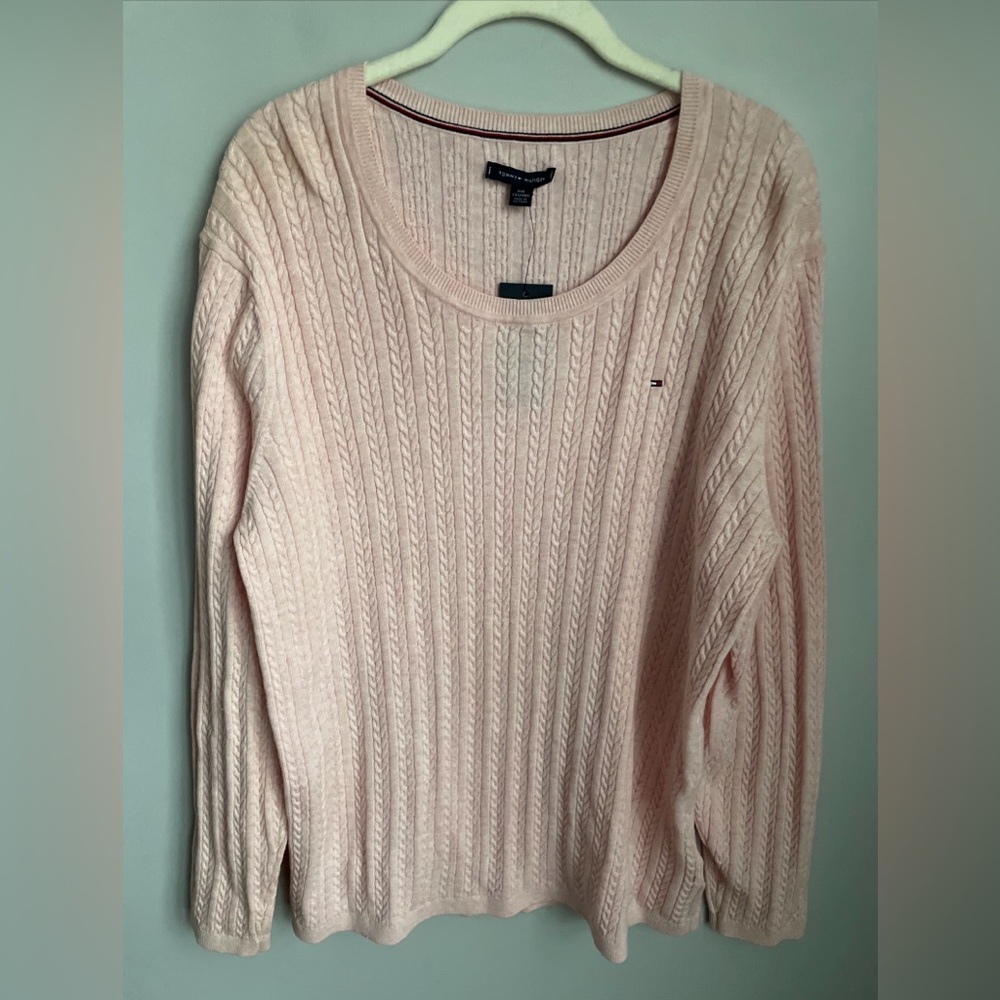 New Tommy Hilfiger Pink Cable Knit Sweater  Size XXL